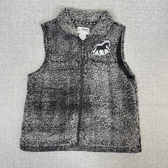 Back In The‎ Saddle Fleece Vest Horse Equestrian Gray Sherpa Vest Small Riding - Picture 1 of 10